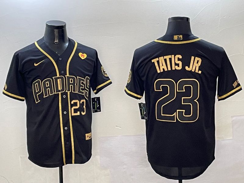 Men San Diego Padres 23 Tatis jr Black Gold Game 2025 Nike MLB Jersey style 13